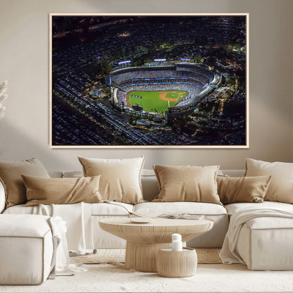 16515-MGV-CV-36X24-Dodgers Stadium Wall Art Canvas Print, Framed Baseball Stadium Art Picture Print, Dodgers Field Perfect Sport Room Decor Artwork
