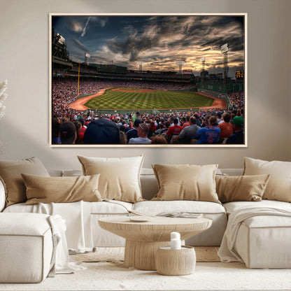 53432-MGV-CV-36X24-Fenway Park Stadium Wall Art Canvas Print, Framed Boston Baseball Stadium Art Picture Print, Massachusetts Fenway Park Perfect