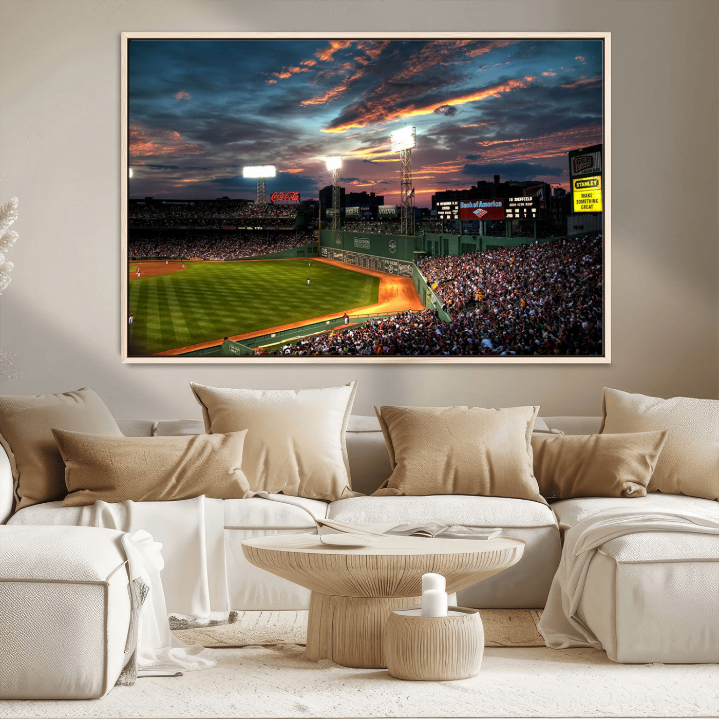 66781-MGV-CV-36X24-Baseball Stadium Wall Art – Canvas Print Evening Game Field Packed Crowd Sunset Sky Sports Photography, Dynamic Decor for Game