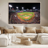 47365-MGV-CV-36X24-Fenway Park Stadium Wall Art Canvas Print, Framed Boston Baseball Stadium Art Picture Print, MLB Stadium Field Perfect Sport Room