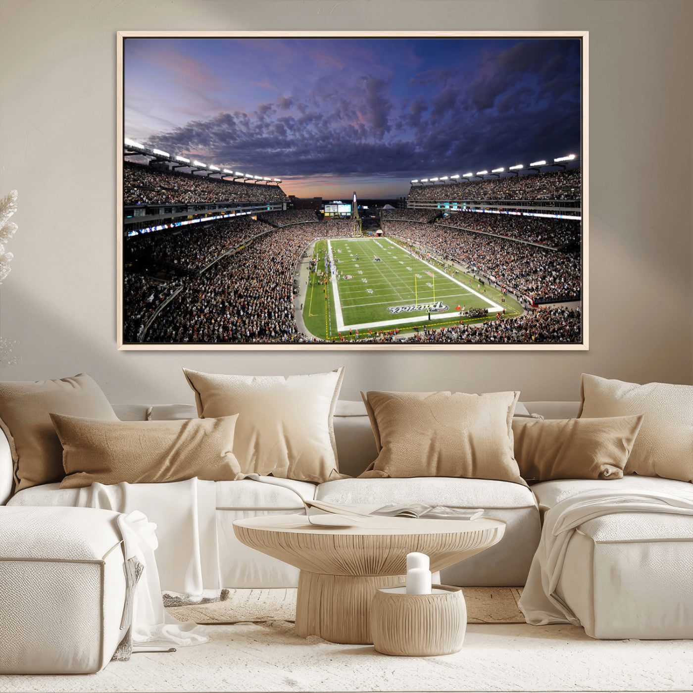 52712-MGV-CV-36X24-Gillette Stadium Field Wall Art Canvas Print, Framed Massachusetts Stadium Art Picture Print, Gillette Stadium Perfect Sport Room