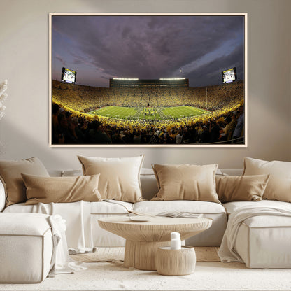 72404-MGV-CV-36X24-Michigan Wolverine Stadium Wall Art Canvas Print, Framed Michigan Stadium Art Picture Print, Football Stadium Perfect Sport Room