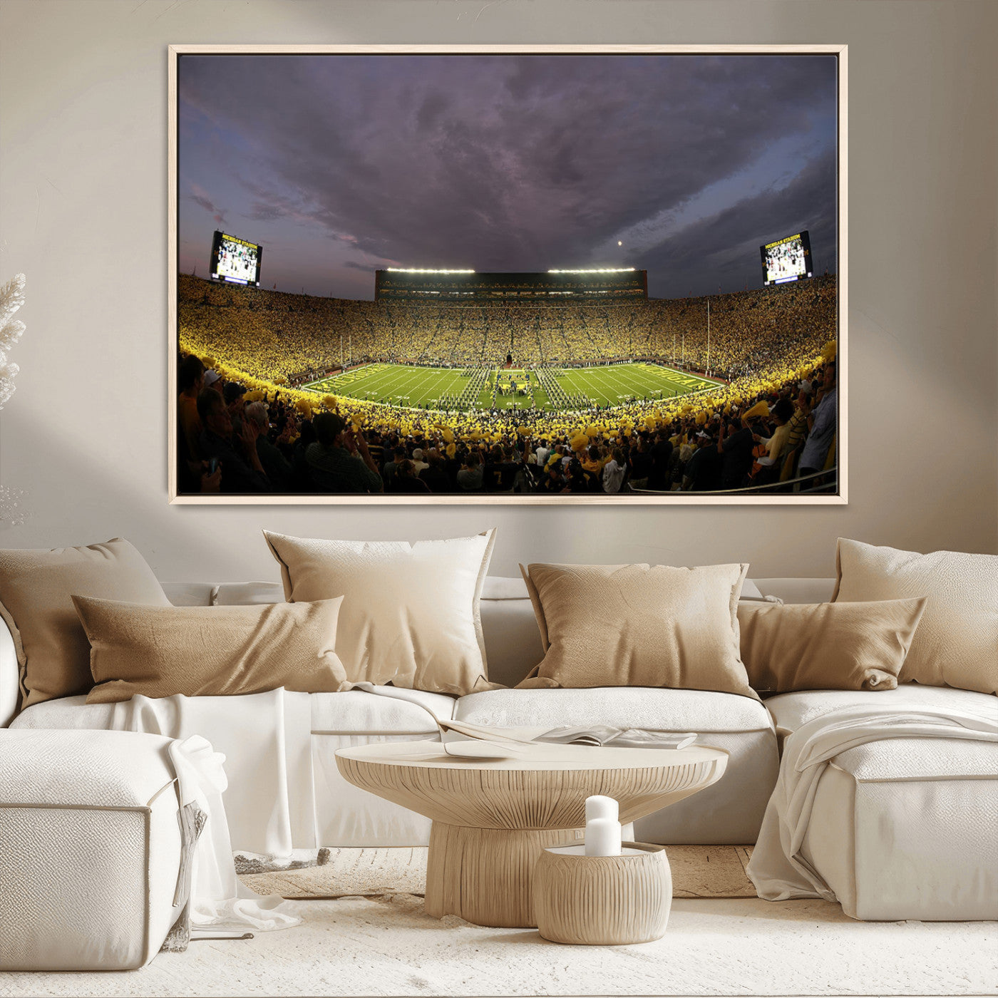 72404-MGV-CV-36X24-Michigan Wolverine Stadium Wall Art Canvas Print, Framed Michigan Stadium Art Picture Print, Football Stadium Perfect Sport Room