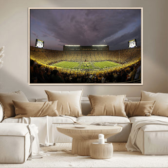 72404-MGV-CV-36X24-Michigan Wolverine Stadium Wall Art Canvas Print, Framed Michigan Stadium Art Picture Print, Football Stadium Perfect Sport Room