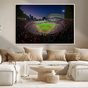 44322-MGV-CV-36X24-Minute Maid Park Wall Art Canvas Print, Framed Houston Astros Stadium Art Picture Print, Houston Astros Field Perfect Sports Room