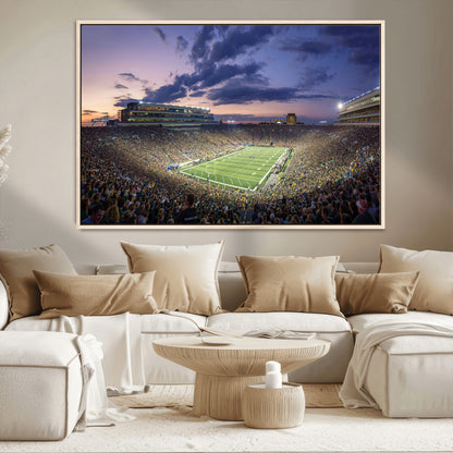 50825-MGV-CV-36X24-Notre Dame Stadium Wall Art Canvas Print, Framed Indiana Stadium Art Picture Print, Football Stadium Perfect Sports Room Decor