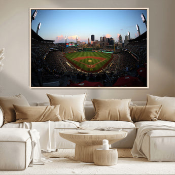 67670-MGV-CV-36X24-PNC Park Stadium Wall Art Canvas Print, Framed Pittsburgh Pirates Stadium Art Picture Print, PNC Park Field Perfect Sport Room