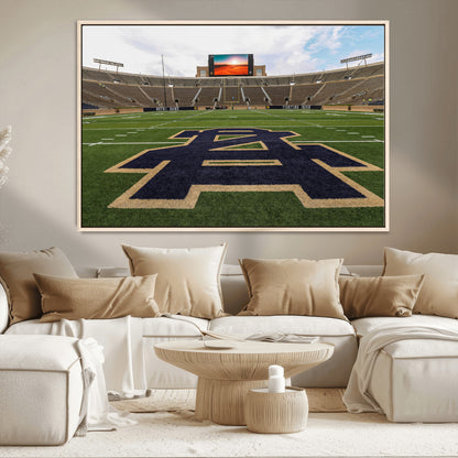 52835-MGV-CV-36X24-Notre Dame Stadium Wall Art Canvas Print, Framed Indiana Stadium Art Picture Print, Notre Dame Field Perfect Sport Room Decor