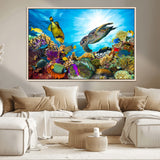 44772-MGV-CV-36X24-Underwater Sea Turtle Wall Art – Vibrant Coral Reef and Tropical Fish Canvas Print, Ocean Marine Life Decor for Living Room,