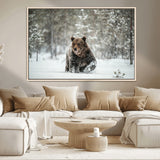 43350-MGV-CV-36X24-Wild Bear in Snow Wall Art – Majestic Wildlife Photography Print, Winter Forest Nature Decor for Cabin, Lodge, Rustic Home,