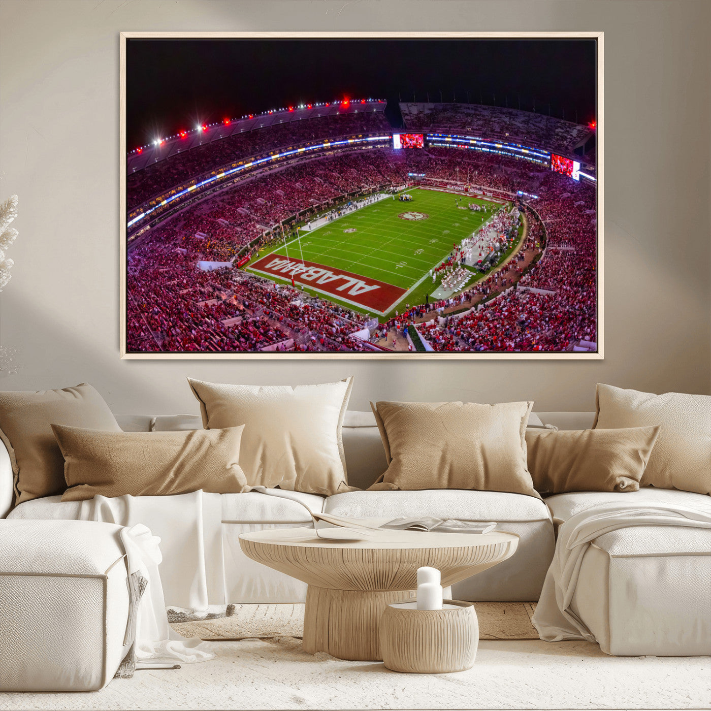 11343-MGV-CV-36X24-Bryant-Denny Stadium Wall Art – Panoramic Alabama Crimson Tide Football Field Canvas Print, Game Day Decor for Office, Man Cave or