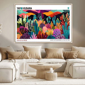 13803-MGV-CV-36X24-Yayoi Kusama Wall Art – Vibrant Botanical Abstract Canvas Print, Bold Multicolor Nature Landscape for Modern Living Room, Bedroom