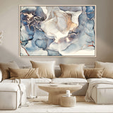 51497-MGV-CV-36X24-Abstract Blue and Gold Wall Art – Modern Fluid Ink Style Canvas Print, Elegant Contemporary Decor for Living Room, Office