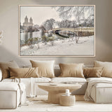 60292-MGV-CV-36X24-Central Park Winter Wall Art – Snowy Bow Bridge Canvas Print, Scenic New York City Landscape Photography for Living Room, Bedroom