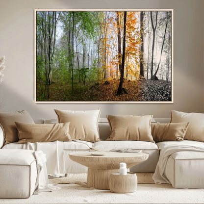 95317-MGV-CV-36X24-Four Seasons Forest Wall Art – Panoramic Nature Canvas Print Showing Spring, Summer, Autumn and Winter Landscape for Living Room,