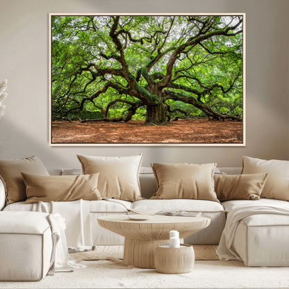 51255351-MGV-CV-36X24-Ancient Tree Wall Art – Majestic Oak Canvas Print, Large Nature Photography, Sacred Forest Landscape Wall Décor, Wisdom Tree
