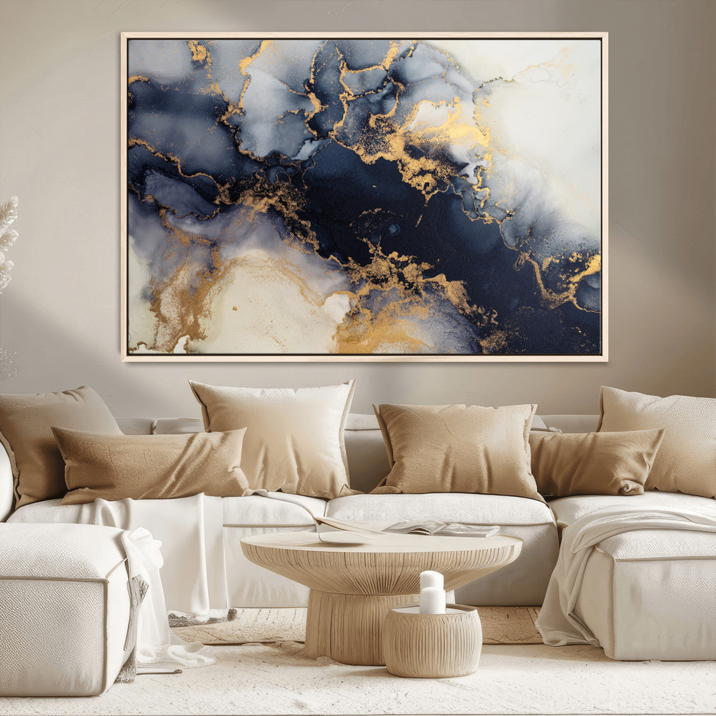 41136487-MGV-CV-36X24-Black Marble Wall Art Canvas Print, Framed Gold Veins Art Picture Print, Abstract Texture Perfect Moody Luxe Decor Artwork