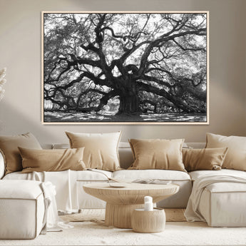 81655611-MGV-CV-36X24-Ancient Oak Wall Art Canvas Print, Framed Twisted Branches Art Picture Print, Gnarled Tree Perfect Moody Nature Decor Artwork