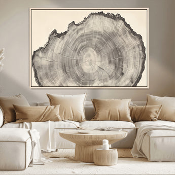 98921313-MGV-CV-36X24-Tree Ring Wall Art Canvas Print, Framed Wood Slice Art Picture Print, Minimalist Wood Perfect Rustic Academic Decor Artwork