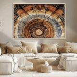 15184146-MGV-CV-36X24-Tree Rings Wall Art Canvas Print, Framed Wood Texture Art Picture Print, Rustic Pattern Perfect Rustic Organic Decor Artwork