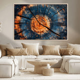 81894502-MGV-CV-36X24-Burnt Wood Wall Art Canvas Print, Framed Aged Timber Art Picture Print, Rustic Tree Slice Perfect Rustic Decor Artwork for Home,