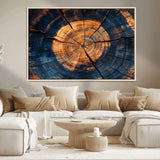 18975622-MGV-CV-36X24-Burnt Wood Wall Art Canvas Print, Framed Aged Timber Art Picture Print, Rustic Tree Slice Perfect Rustic Decor Artwork for Home,