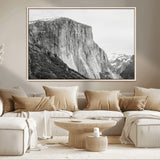 39393420-MGV-CV-36X24-El Capitan Wall Art Canvas Print, Framed Yosemite Cliff Art Picture Print, Monochrome Mountain Perfect Monochrome Sierra Decor