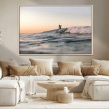58502923-MGV-CV-36X24-Wave Rider Wall Art Canvas Print, Framed Ocean Wave Art Picture Print, Riding Surf Perfect Sunset Surf Decor Artwork
