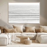 66534476-MGV-CV-36X24-Lone Surfer Wall Art Canvas Print, Framed Ocean Waves Art Picture Print, Minimal Sea Perfect Minimal Coastal Decor Artwork