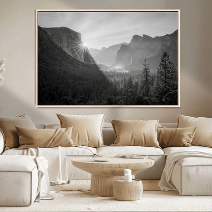39278955-MGV-FC-36X24_Natural-Yosemite Valley Wall Art Canvas Print, Framed El Capitan Art Picture Print, Misty Mountain Perfect Modern Rustic Decor Artwork
