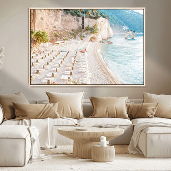 84816639-MGV-CV-36X24-Mediterranean Beach Wall Art Canvas Print, Framed Airy Coastal Art Picture Print, Summer Shore Perfect Coastal Retreat Decor