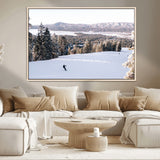 79857868-MGV-CV-36X24-Snowy Mountain Wall Art Canvas Print, Framed Ski Slope Art Picture Print, Winter Forest Perfect Modern Rustic Decor Artwork