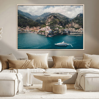 20321590-MGV-CV-36X24-Amalfi Coast Wall Art Canvas Print, Framed Italy Travel Art Picture Print, Mediterranean Landscape Perfect Mediterranean Coastal