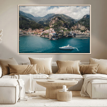20321590-MGV-CV-36X24-Amalfi Coast Wall Art Canvas Print, Framed Italy Travel Art Picture Print, Mediterranean Landscape Perfect Mediterranean Coastal