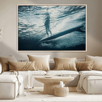 71192524-MGV-CV-36X24-Submerged Surf Wall Art Canvas Print, Framed Underwater Perspective Art Picture Print, Ocean Surf Perfect Coastal Adventure Decor