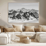 32399691-MGV-CV-36X24-Snowy Mountain Wall Art Canvas Print, Framed Mountain Peaks Art Picture Print, Alpine Mountains Perfect Minimalist Alpine Decor