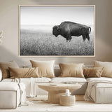 28435251-MGV-FC-36X24_Natural-Bison In Prairie Wall Art Canvas Print, Framed Rustic Wildlife Art Picture Print, Wild Buffalo Perfect Rustic Western Decor