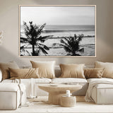 17508038-MGV-CV-36X24-Tropical Coastline Wall Art Canvas Print, Framed Palm Trees Art Picture Print, Ocean Waves Perfect Minimalist Coastal Decor