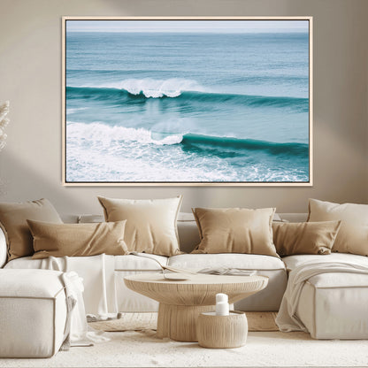 73692470-MGV-CV-36X24-Ocean Swell Wall Art Canvas Print, Framed Surf Waves Art Picture Print, Blue Water Perfect Coastal Dynamic Decor Artwork