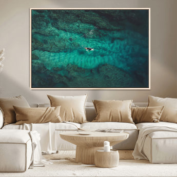 93287752-MGV-CV-36X24-Ocean Surf Wall Art Canvas Print, Framed Blue Waters Art Picture Print, Vibrant Seascape Perfect Coastal Adventure Decor Artwork