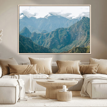79393816-MGV-CV-36X24-Misty Mountain Wall Art Canvas Print, Framed Cloudy Andean Art Picture Print, Rugged Mountain Perfect Rustic Nature Decor Artwork