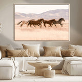 83644685-MGV-FC-36X24_Natural-Wild Horse Art Wall Art Canvas Print, Framed Rustic Western Art Picture Print, Desert Horse Scene Perfect Rustic Western Decor