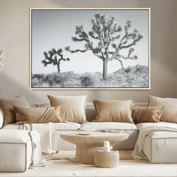 29996209-MGV-CV-36X24-Joshua Tree Art Wall Art Canvas Print, Framed Black White Landscape Art Picture Print, Desert Tree Decor Perfect Southwestern Boho