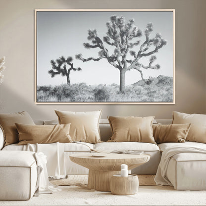 29996209-MGV-CV-36X24-Joshua Tree Art Wall Art Canvas Print, Framed Black White Landscape Art Picture Print, Desert Tree Decor Perfect Southwestern Boho