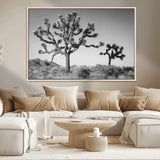 50975475-MGV-CV-36X24-Joshua Tree Art Wall Art Canvas Print, Framed Desert Tree Print Art Picture Print, Black White Nature Perfect Southwestern Boho