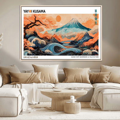 88785870-MGV-CV-36X24-Japanese Great Wave & Mt Fuji Wall Art – Ukiyo e Style Landscape Print with Flowing River, Autumn Mountain Poster, Oriental Asian