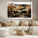 96372548-MGV-CV-36X24-Japanese Landscape Wall Art Print – Mt. Fuji Poster with Bonsai Tree & River, Ukiyo-e Inspired Modern Japanese Artwork, Autumn