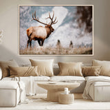 70489411-MGV-CV-36X24-Elk Photography Wall Art Canvas Print, Framed Mountain Wildlife Art Picture Print, Rustic Nature Decor Perfect Rustic Lodge Decor