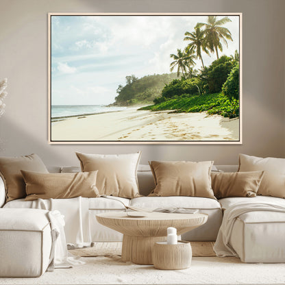 42984524-MGV-CV-36X24-Relaxing Beach Wall Art Canvas Print, Framed Ocean View Art Picture Print, Coastal Serenity Perfect Tropical Coastal Decor Artwork