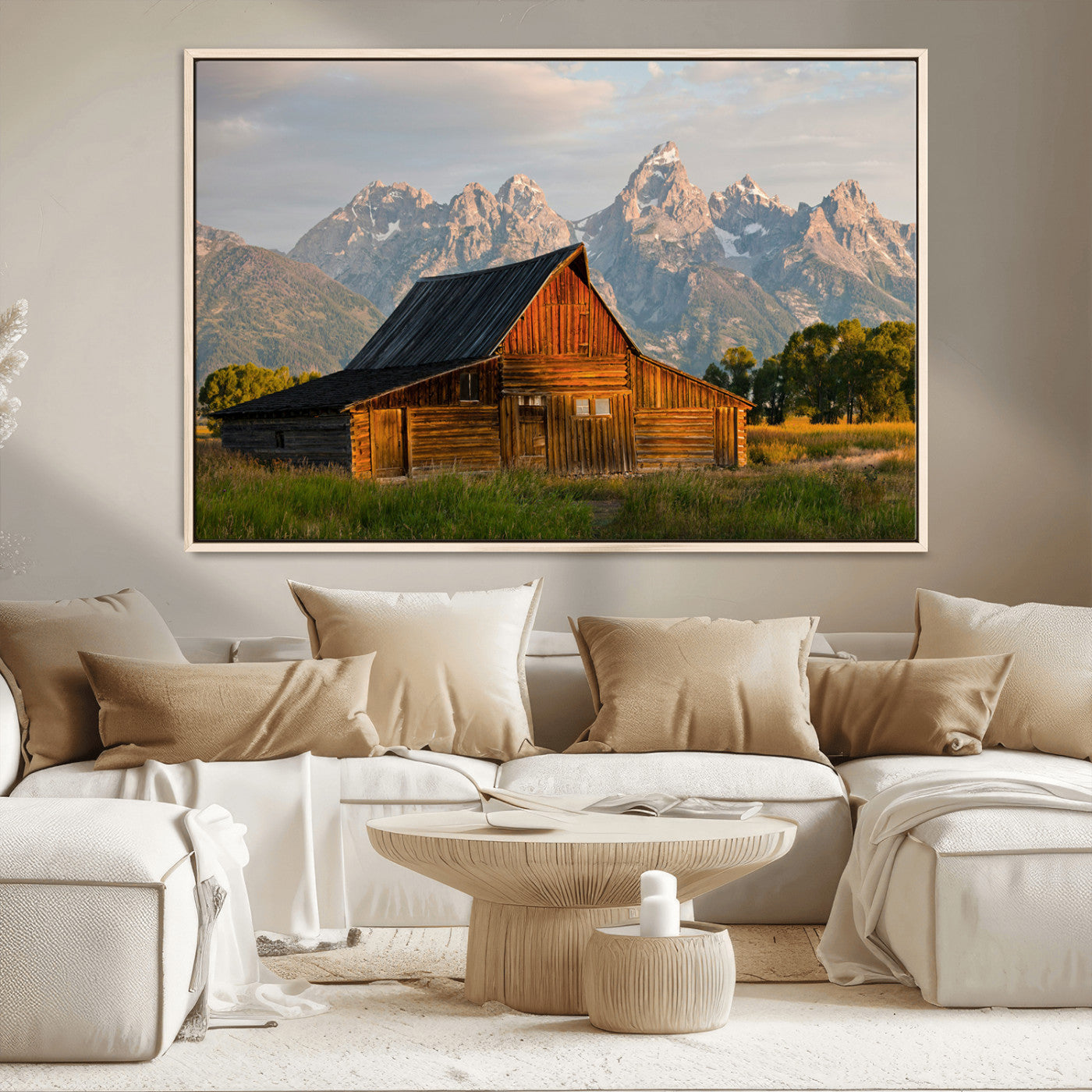31771014-MGV-CV-36X24-Rustic Barn Wall Art Canvas Print, Framed Western Landscape Art Picture Print, Farmhouse Style Perfect Rustic Farmhouse Decor